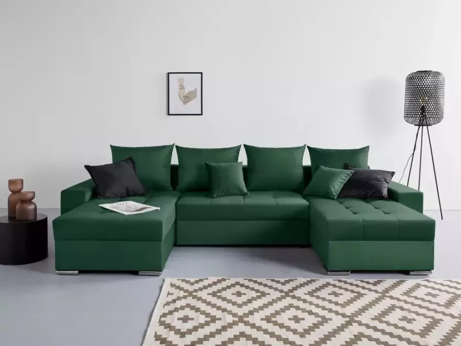 zetelsenbedden.be Hoekbank Josua Josy Velvet Groen Limited edition met zetel met bedfunctie Hoeksalon met opbergruimte velours