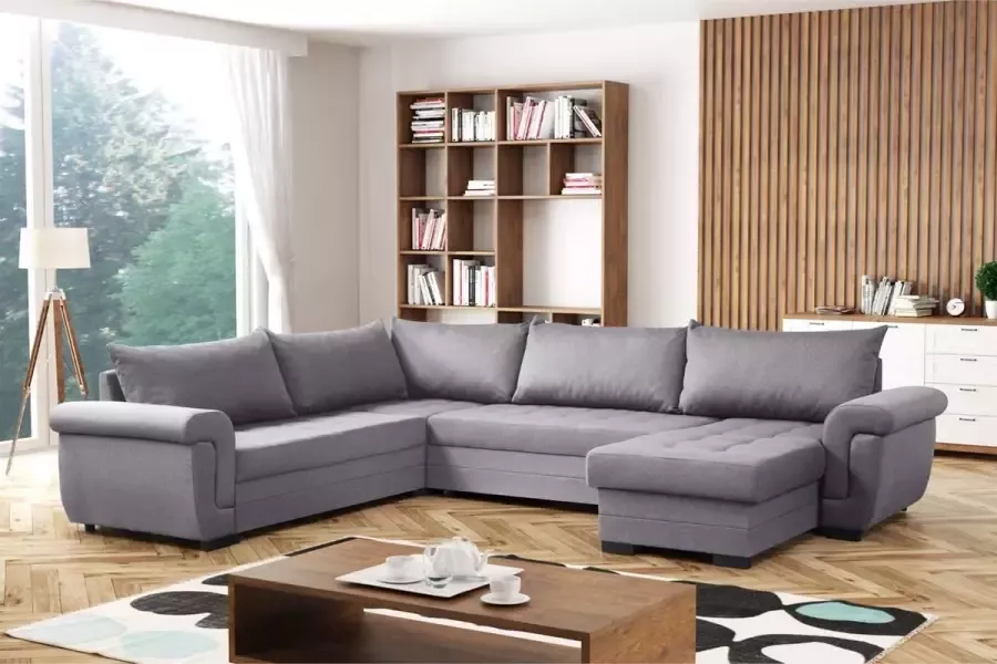 Geen merk Hoekbank Miami U Wooneiland universeel Links of Rechts Hoeksalon met opbergruimte en bedfunctie zitbanken en Boxsprings bij Zetelsenbedden - Foto 2