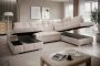 Seatsandbeds hoekbank prestige U links- beige- dubbele opbergruimte- bedfunctie- hoeksalon met dubbele opbergruimte en slaapfunctie - Thumbnail 2