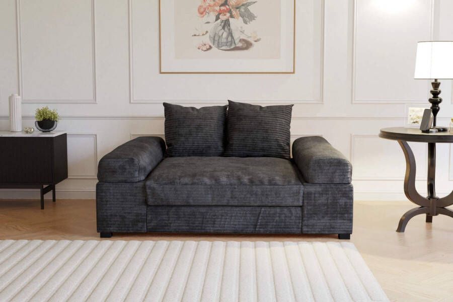 Seatsandbeds zitbank big sofa fatguy- small- corduroy zwart