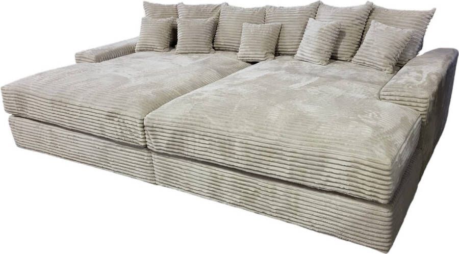 Seatsandbeds zitbank- bigsofa- jumbo american- beige ribstof- hoekbanken en boxsprings