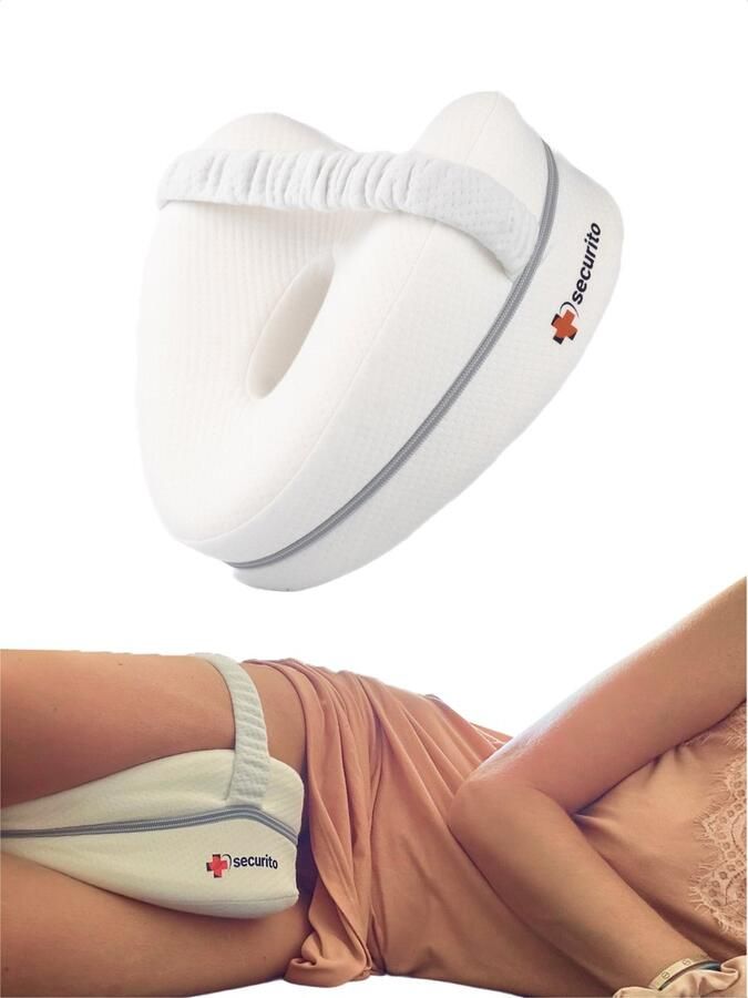 Securito Kniekussen – Orthopedisch Beenkussen voor Zijslapers – Houding Ondersteuningskussen – Kniekussen voor in bed – Ergonomisch Comfort Traagschuim