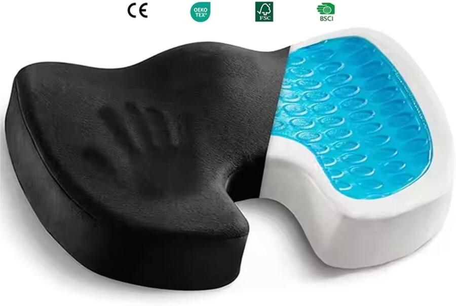 Securito Zitkussen Orthopedisch zitkussen Stoelkussen Orthopedisch Rolstoel Bureaustoel en auto Ergonomisch met Cooling Gel - Foto 3