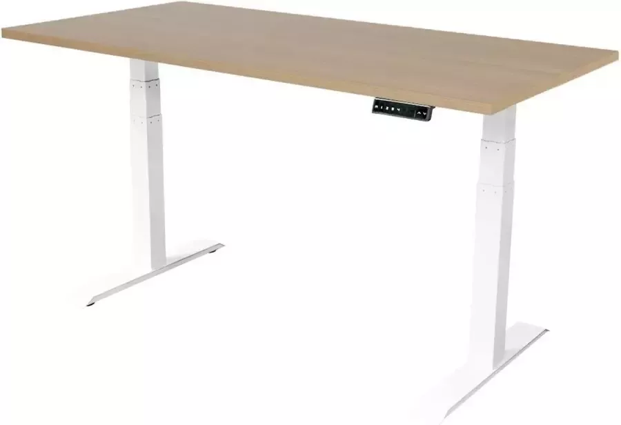 Sedero Elektrisch verstelbaar bureau 140x80 cm Dual motor Wit met Eiken