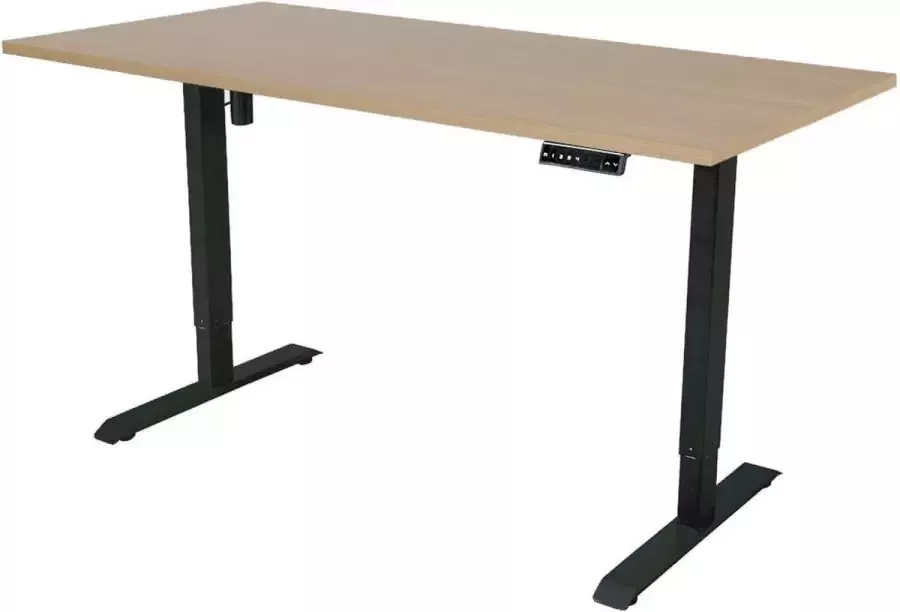 Sedero Elektrisch verstelbaar bureau 140x80 cm Single motor Zwart met Eiken