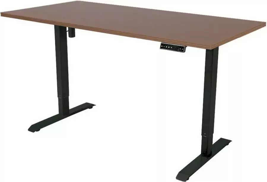 Sedero Elektrisch verstelbaar bureau 180x80 cm Single motor Zwart met Donker eiken