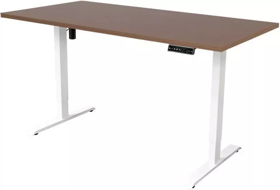 Sedero Elektrisch verstelbaar bureau 140x80 cm Single motor Wit met Donker eiken - Foto 1