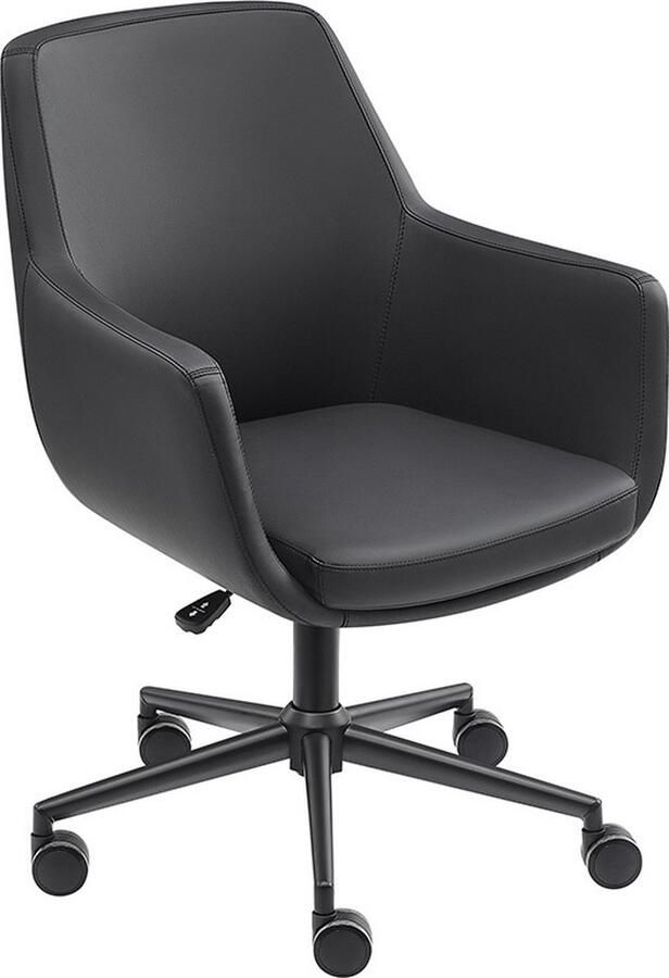 Sedero Bureaustoel Volos Zwart Kunstleer Eetkamerstoel