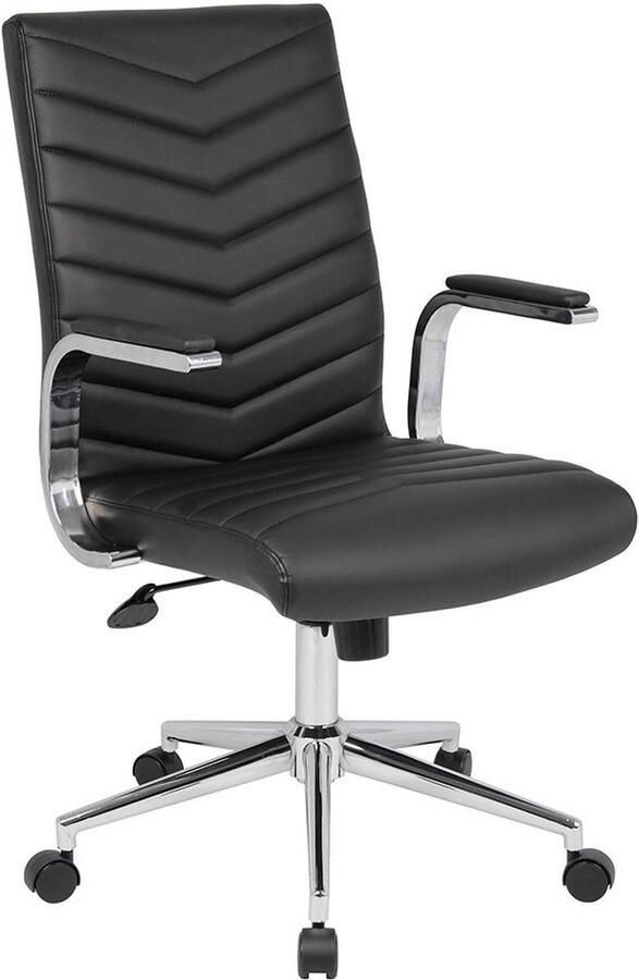 Sedero Design Bureaustoel Izola Zwart PU leder 360° draaibaar kantelbaar