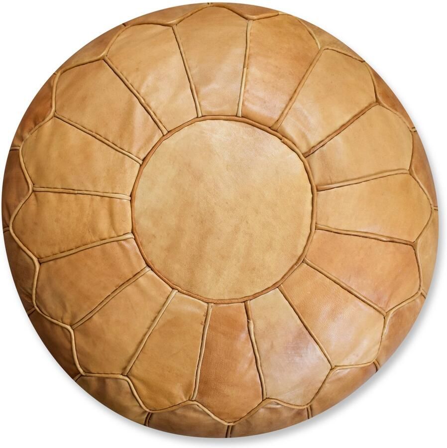 See The Good Leren Poef (XL) naturelbruin Handgemaakt Rond Ø60 x 35cm Gevuld geleverd POUFS&PILLOWS - Foto 2