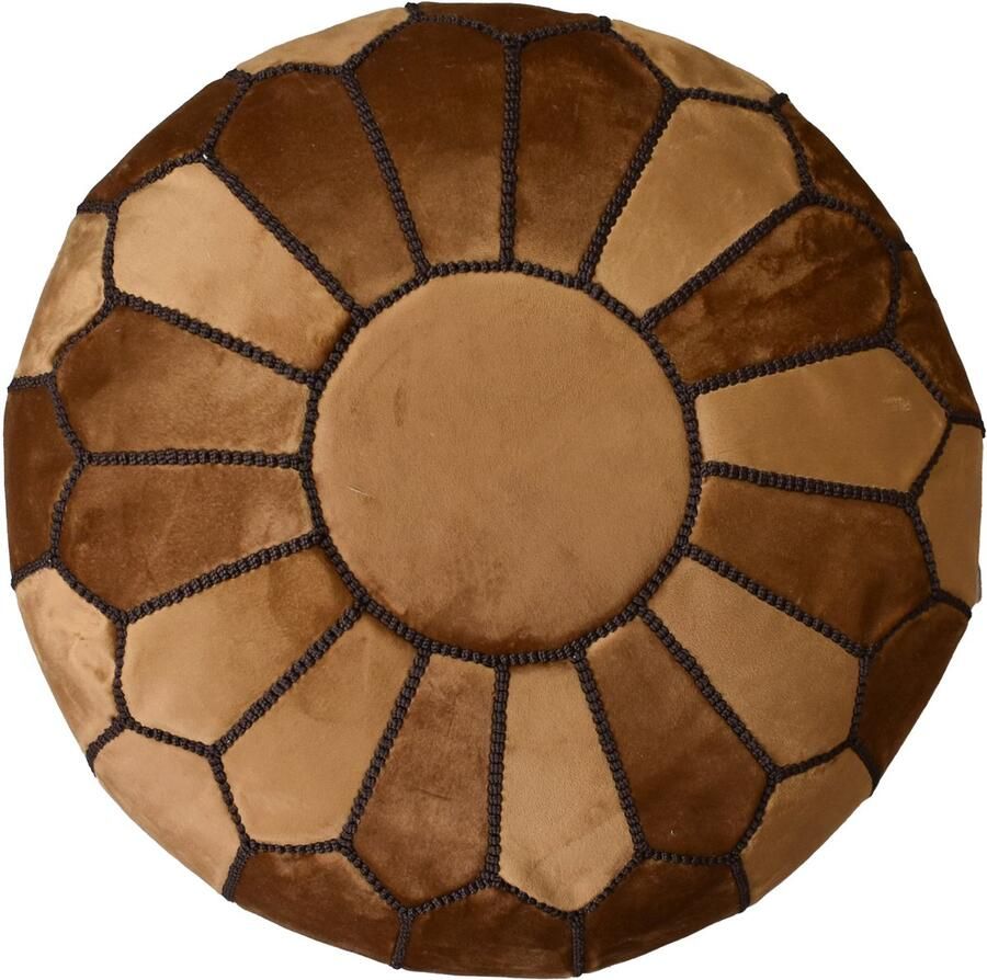 See The Good Velvet poef karamelbruin Ronde poef Fluwelen poef Handgemaakt en uniek Gevuld geleverd Ideaal voor je woon- slaap- of kinderkamer - Foto 2