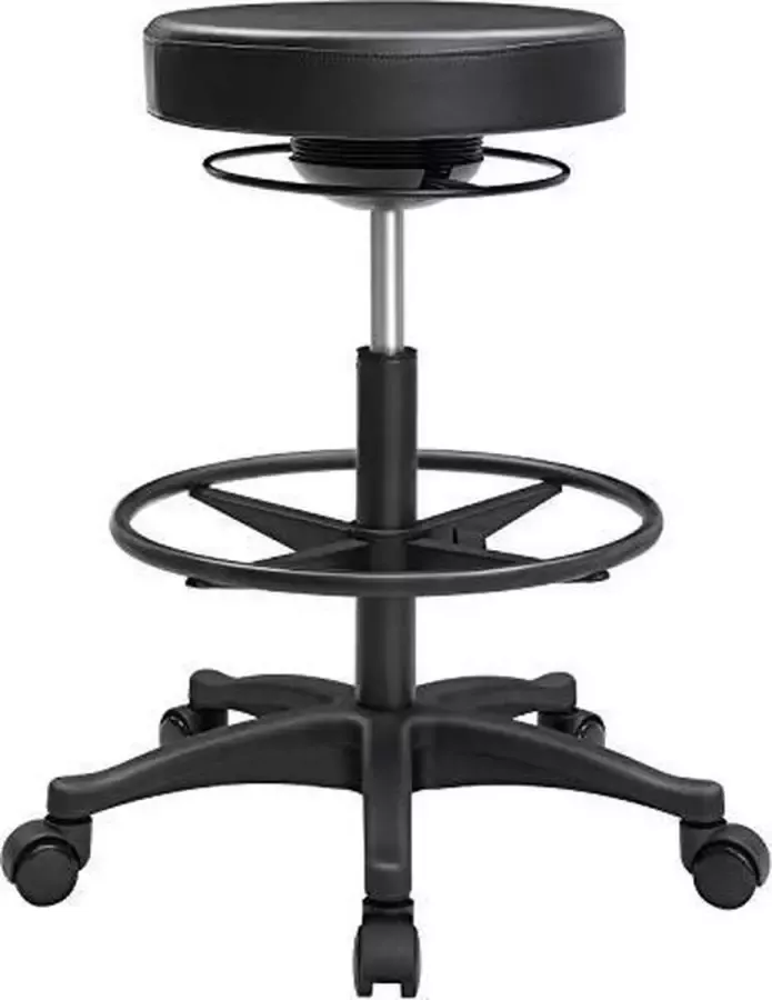 Segenn 's Alexa bureaustoel ergonomisch werkkruk werkstoel op wielen ergonomische werkkruk kruk 360 ° draaistoel in hoogte verstelbaar 59 5-81 cm verstelbare voetensteun zwart