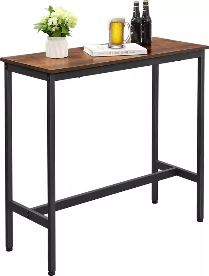 Segenn 's bartafel keukentafel aanrecht rechthoekige hoge tafel stabiel metalen frame industrieel vintage bruin-zwart