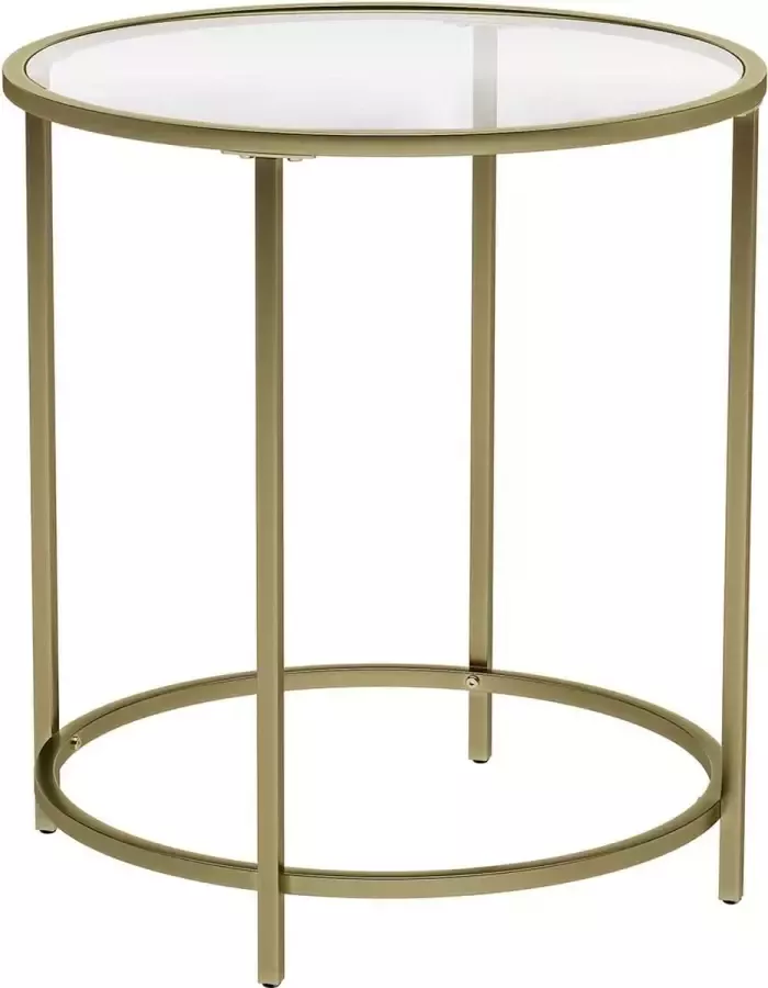 Segenn 's bijzettafel ronde salontafel nachtkastje glazen tafel met gouden metalen frame robuust gehard glas stabiel goud