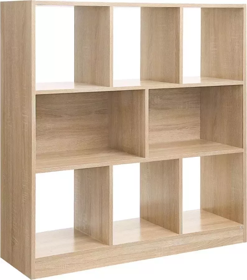 Segenn 's Boekenplank 8 vakken Scheidingsplank Staande Plank van Hout met Open Vakken Vitrine voor Woonkamer Slaapkamer Kinderkamer en Kantoor 97 5 x 100 x 30 cm (B x H x D) Eiken Houtlook