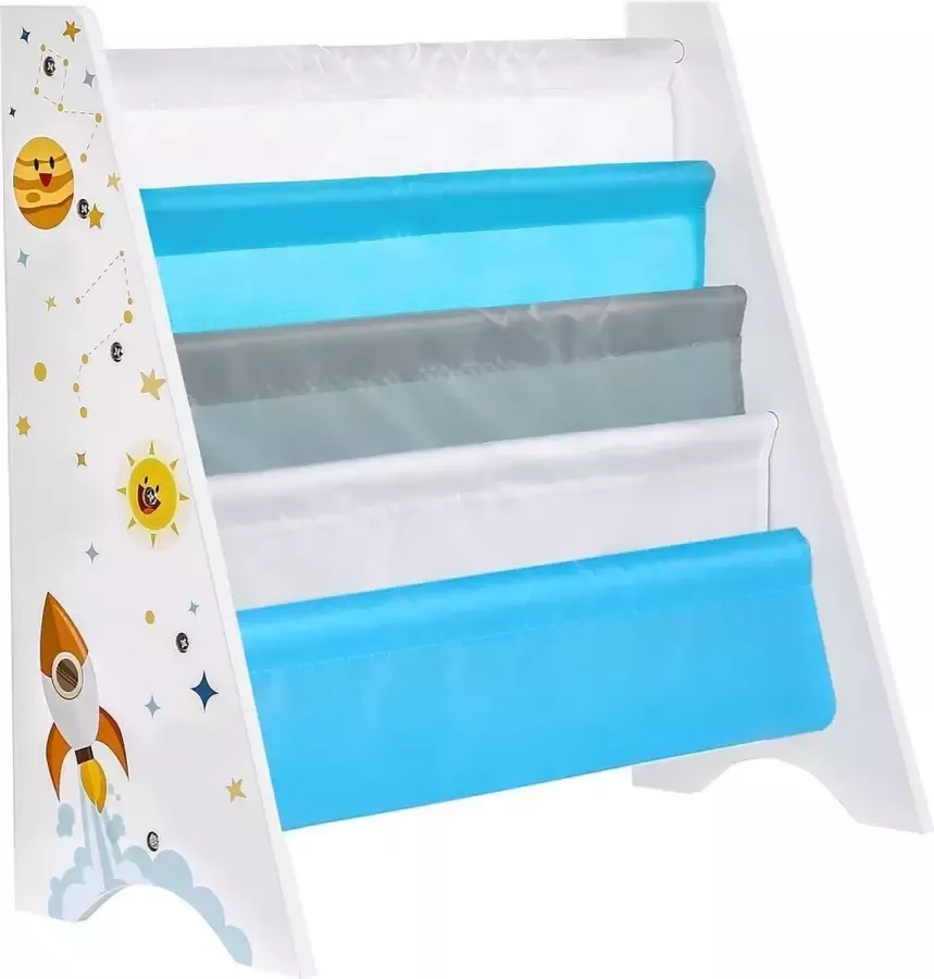 Segenn 's Boekenplank voor Kinderen Kinderkamer Plank Speelgoed Organizer met Kantelbeveiliging Kinderkamer School Kleuterschool 62 5 x 28 x 60 cm Ruimtemotieven Wit