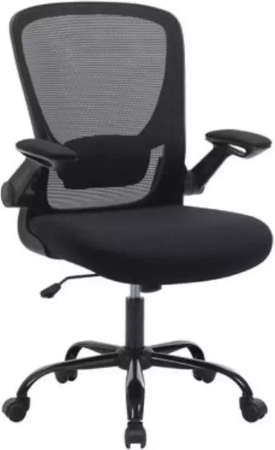 Segenn 's bureaustoel Ergonomische Bureaustoel met opklapbare armleuningen bureaustoel met netbekleding ergonomische computerstoel 360° draaistoel verstelbare lendensteun ruimtebesparend zwart