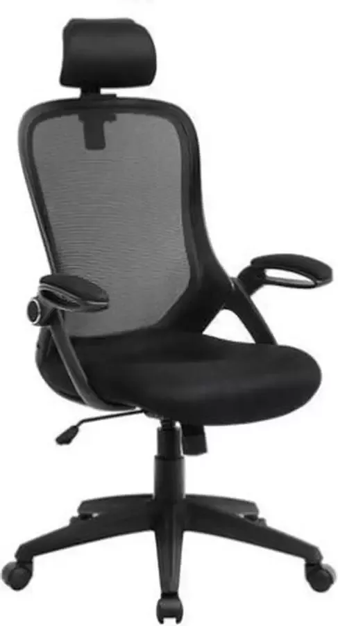 Segenn 's bureaustoel ergonomische bureaustoel verstelbare draaistoel opklapbare armleuning en verstelbare hoofdsteun 360° draaibaar en in hoogte verstelbaar zwart