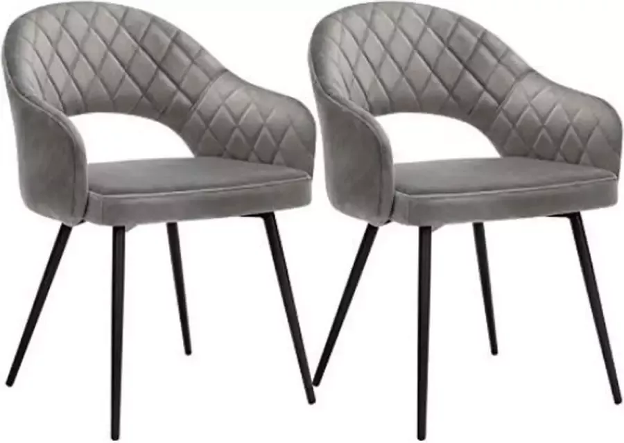 Segenn 's Eetkamerstoel set van 2 keukenstoel Fluweel Met metalen poten grijs
