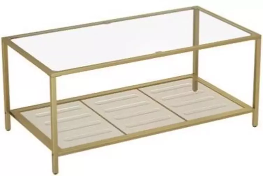 Segenn 's Freetown Salontafel Met gehard glas Metalen frame Stabiel Goud 106 x 55 x 45 cm