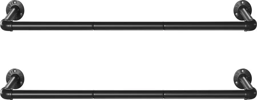 Segenn 's Kledingroede set van 2 Industrieel Design Wandmontage Ruimtebesparend 92 x 30 x 7 5 cm Belastbaar tot 50 kg Eenvoudige Montage voor Kleine Kamers Zwart