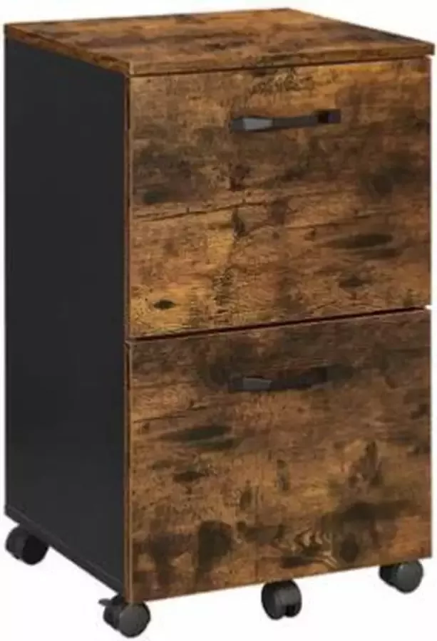Segenn 's Ladeblok op wieltjes ladeblok bureau Industrieel Ladeblokken Rolcontainer 2 Lades vintage bruin -42 x 40 x 70 cm