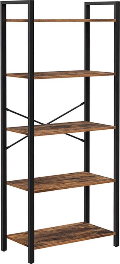 Segenn 's Luxe4 boekenkast opbergplank met 5 niveaus industrieel vintage bruin-zwart