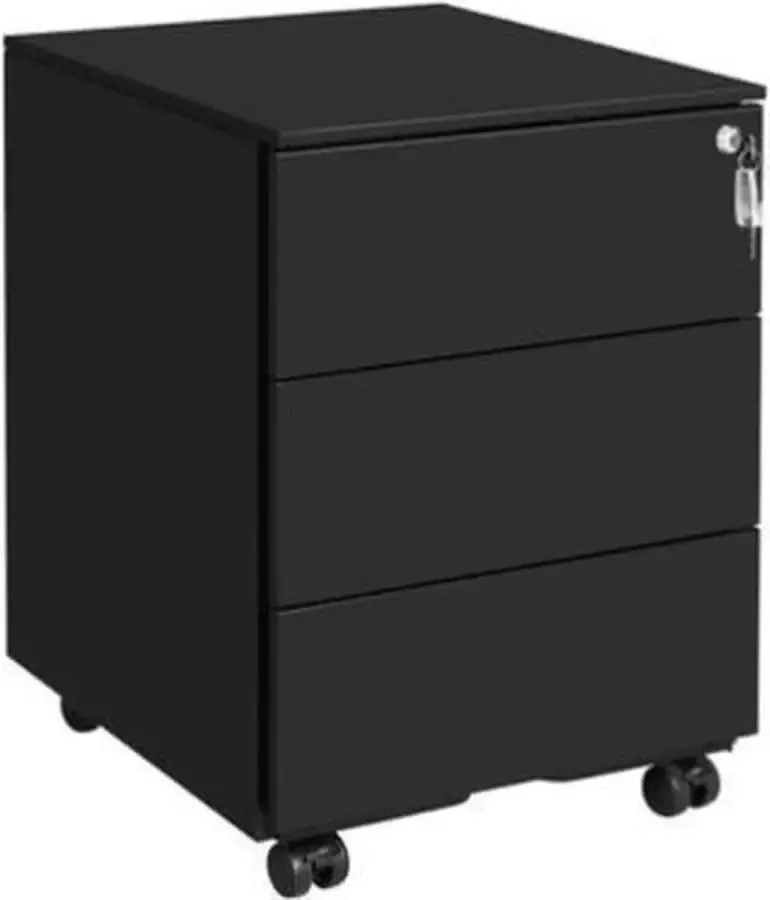 Segenn 's Ottawa Ladeblok op wieltjes ladeblok bureau met afsluitbare Ladeblok 3 Lades Zwart 39 x 45 x 55 cm (L x B x H)