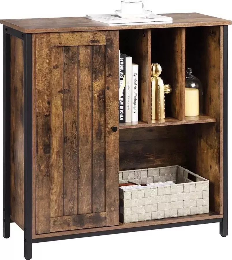 Segenn 's Parisian Dressoir Archiefkast met Vakken Verstelbare Plank 80 x 30 x 80 5 cm Industrieel Design Vintage Bruin-Zwart