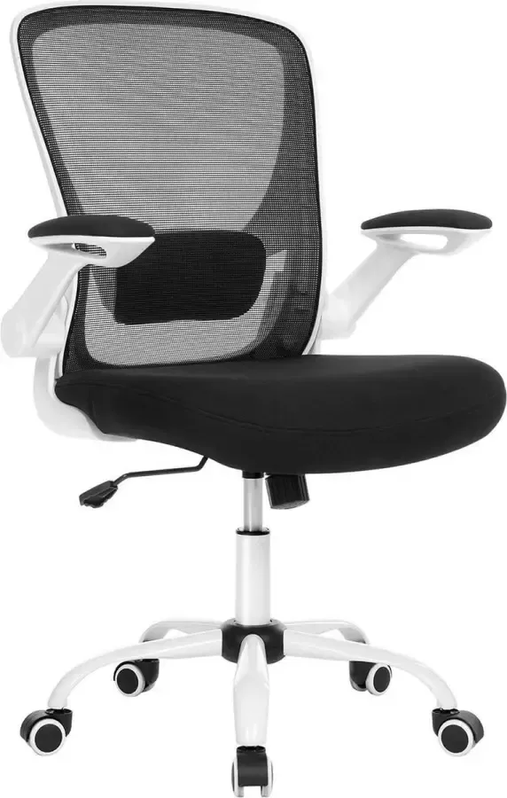 Segenn 's Seattle Bureaustoel Ergonomische bureaustoel met opklapbare armleuningen Bureaustoel met netbekleding 360 ° draaistoel Verstelbare lendensteun Ruimtebesparend zwart-wit