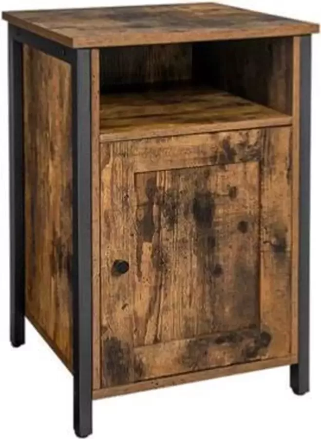 Segenn 's Shanghai Nachtkastje Bijzetafel Industrieel Vintage Bruin-Zwart 40 x 40 x 60 cm