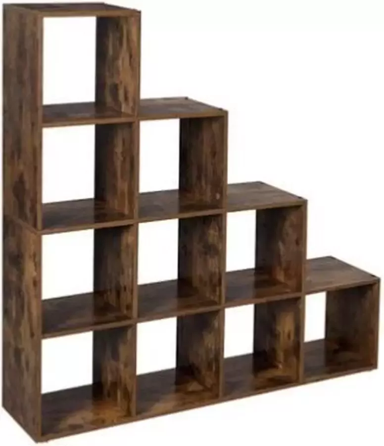Segenn 's trappenhuis boekenkast met 10 kubussen Kast ladderplank scheidingswand vintage donkerbruin