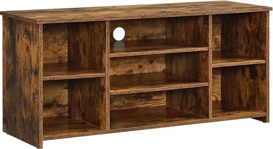 Segenn 's Tv-meubel Tvkast tv-tafel Met 7 open vakken Verstelbare planken voor tv's tot 43 inch Vintage Bruin