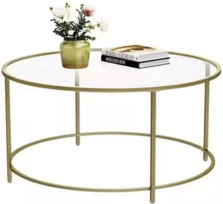 Segenn 's Wakefield Salontafel Ronde salontafel industrieel Tafel Gouden Ijzeren Frame 90 cm