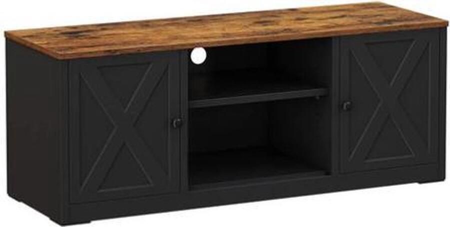 Segenn 's Montreal tv meubel tv kast tv meubel industrieel Lowboard Opbergruimte Verstelbare planken Vintage Bruin-Zwart