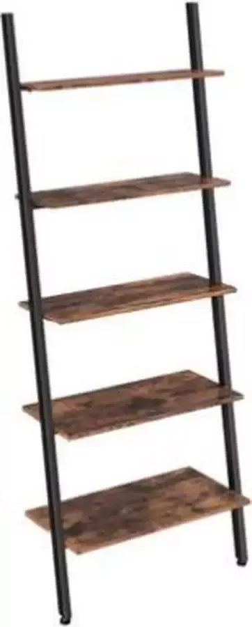 Segenn Seggen's Ladderplank boekenkast met 5 niveaus Industrieel Design Bruin zwart 64 x 34 x 186 cm