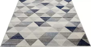 Salery Home Vloerkleed- modern laagpolig vloerkleed geodriehoek patroon blauw 120x170 cm