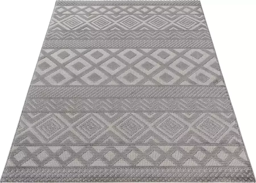 Sehrazat Vloerkleed- modern laagpolig vloerkleed Luxury tapijt grijs geodriehoek patroon 80x300 cm