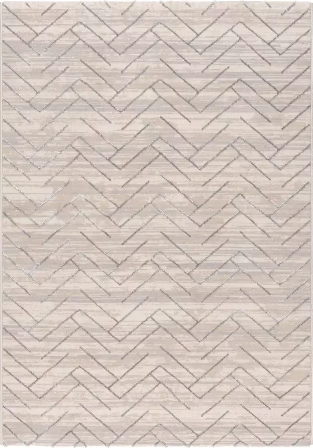 Salery Home Vloerkleed- modern laagpolig vloerkleed tapijtenloods Lara beige geodriehoek patroon 80x150 cm