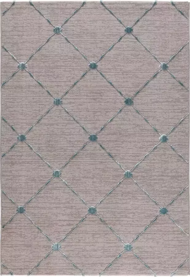 Salery Home Vloerkleed- modern laagpolig vloerkleed tapijtenloods Lara blauw geodriehoek patroon 80x150 cm - Foto 1