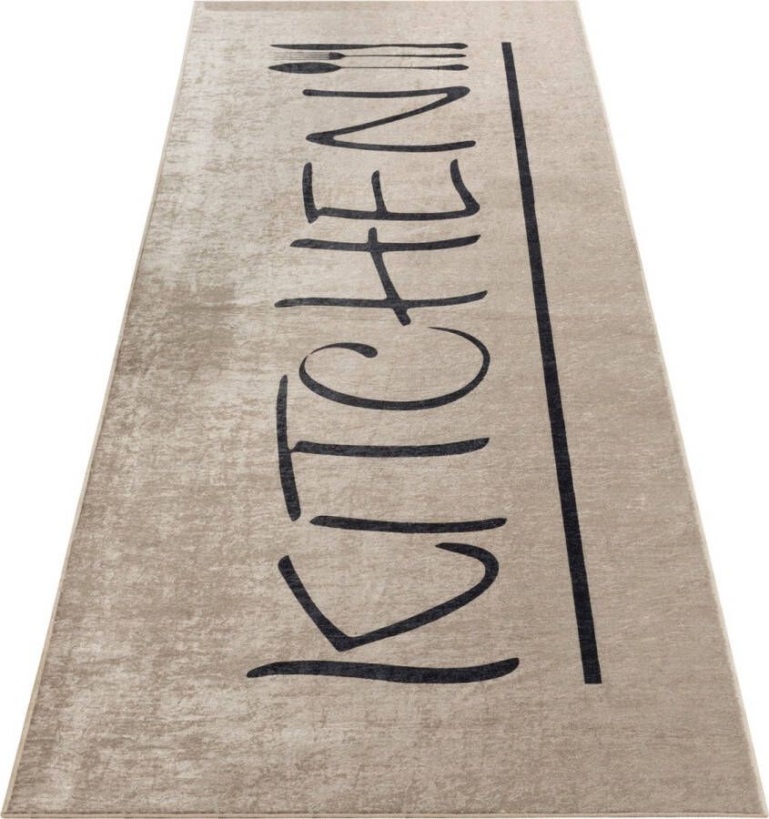 Sehrazat Vloerkleed moderne wasbaar zachte microvezel speciale druktechniek keuken tapijt rechthoekig vizion beige(mink) 80x150