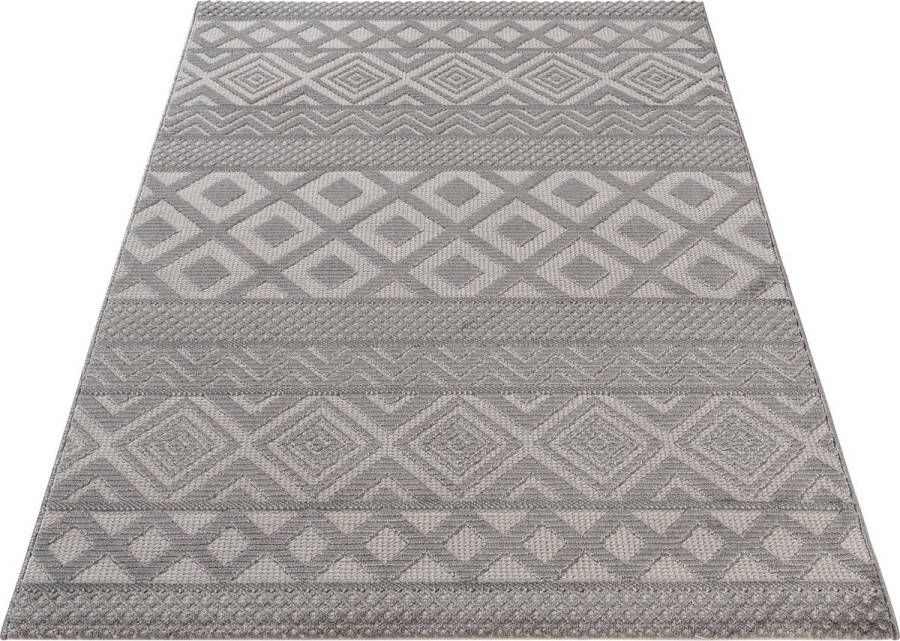 Sehrazat Vloerkleed- Oosters tapijt Luxury Reliëfstructuur woonkamer geodriehoek patroon grijs 160x230 cm