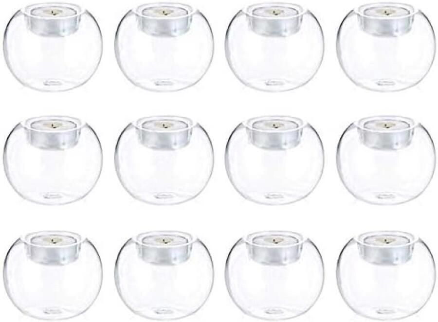 Selbro 12 Stuks Glazen Theelicht Kaarsenhouders Bubble Votive Tafel Decoratie voor Feesten en Evenementen