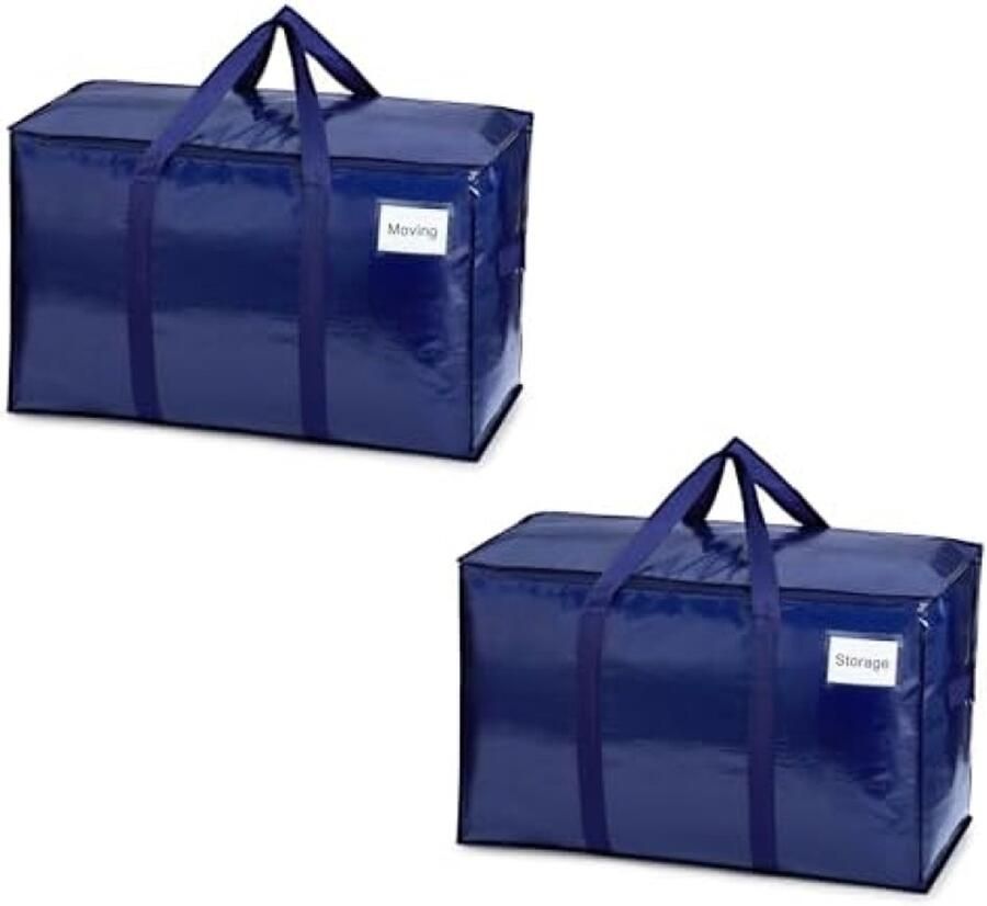 Selbro 2 Pack Grote Verhuiszakken en Kerstopbergbakken met Deksels Blauw
