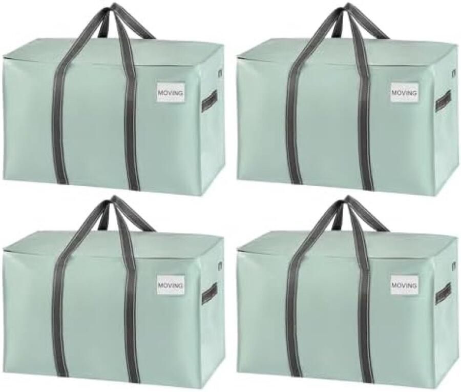 Selbro 4-pack Verhuiszakken en Grote Kerstopbergbakken met Deksels Lichtgroen