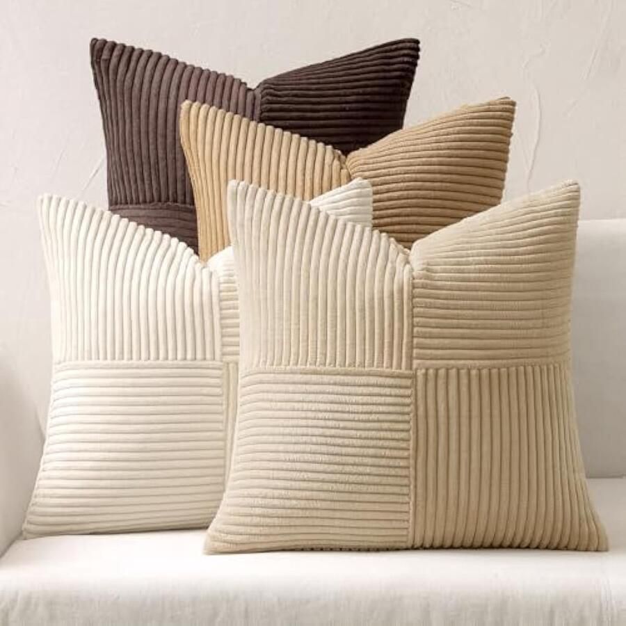 Selbro 4 x 40 cm Corduroy Fluwelen Kussenhoezen 40 x 40 cm Moderne Zachte Decoratieve Kussenhoezen voor Bank Slaapkamer