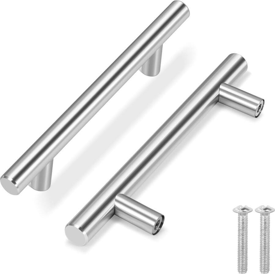 Selbro 5 stuks kastgrepen meubelgrepen 15 cm 96 mm boorgatafstand handgrepen voor keukenkasten holle keukengrepen van geborsteld roestvrij staal keukendeurgrepen ladegrepen zilver