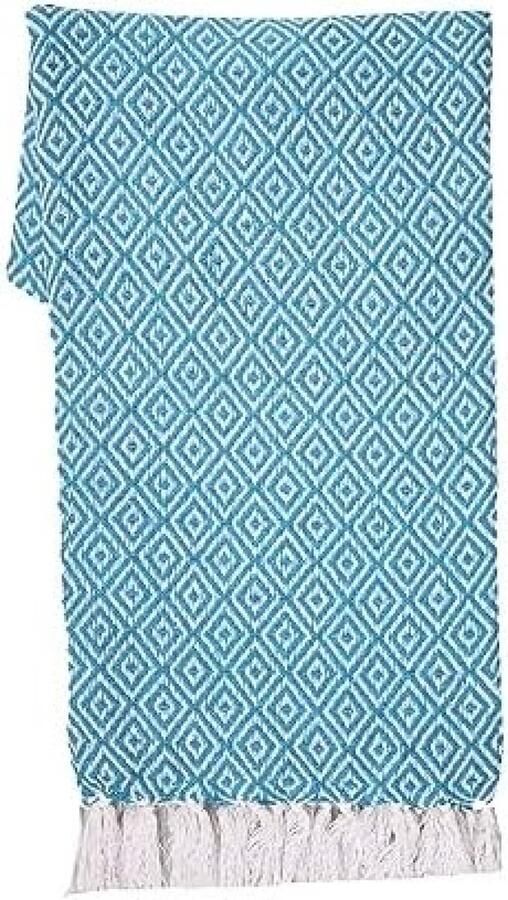 Selbro Aqua Blue Throw Deken met Boho Tassel 50x60 inch Super zacht 100% katoen warme decoratieve boerderijworp voor bank stoelen en bank