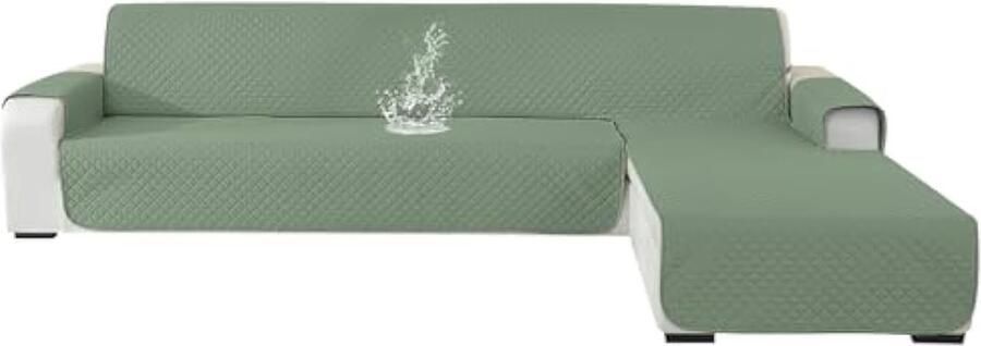 Selbro Bankhoes Hoekbank 2 Zits Universele Omkeerbare Rechter Linker Peninsula Bankhoes L-vormig Waterdichte Bankhoes L-vormig Antislip L-Vormige Bankhoes (210cm Lichtgroen)