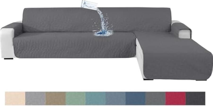 Selbro Bankhoes Hoekbank 3 Zits Bankhoes Peninsula L-Vorm Bankhoes L Vormig Antislip Sofahoes Chaise Longue Bankhoes L Vorm Hoes Voor Hoekbank Hoes (255cm Lichtgrijs)